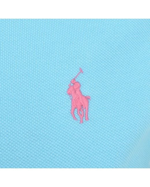 Ralph Lauren Blue Custom Slim Fit Polo T Shirt for men