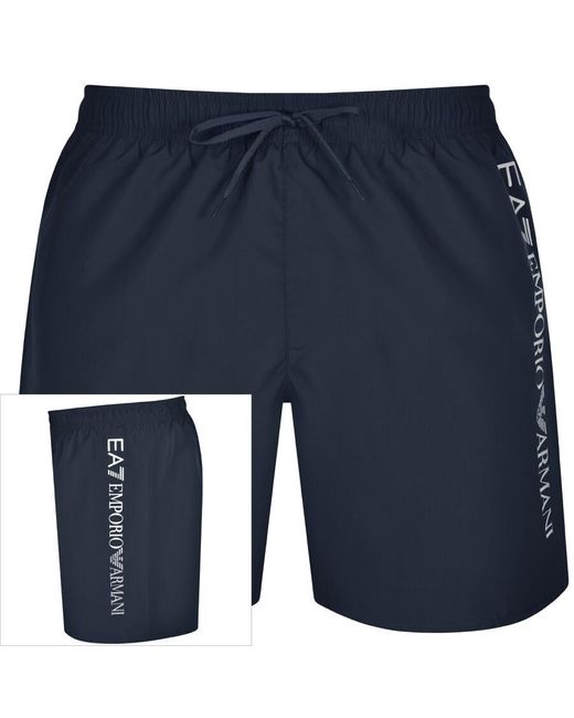 EA7 Blue Emporio Armani Logo Swim Shorts for men
