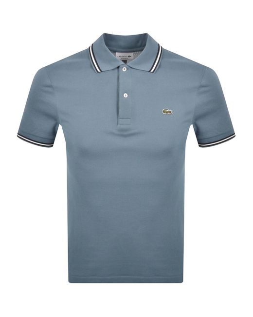 Lacoste Blue Tipped Polo T Shirt for men
