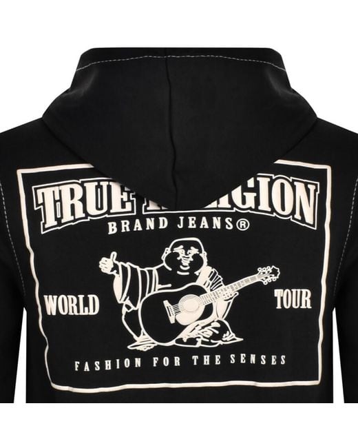 True Religion Black Big T Full Zip Hoodie for men