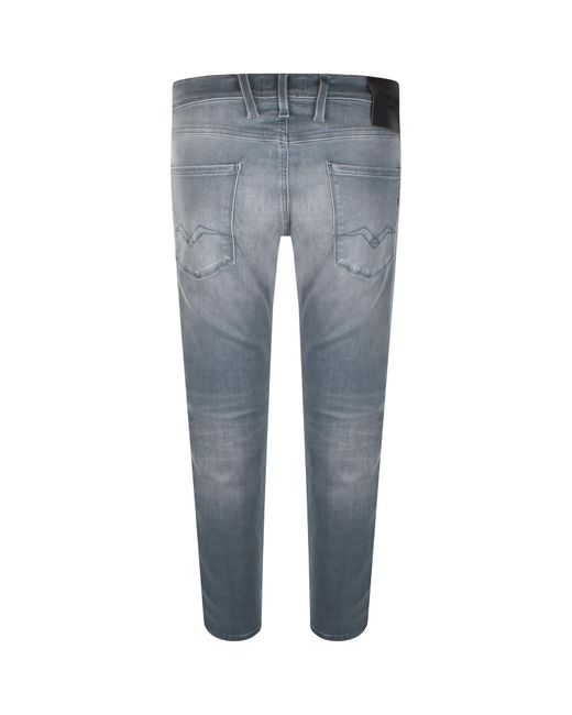 Replay Blue Anbass Slim Fit Mid Wash Jeans for men