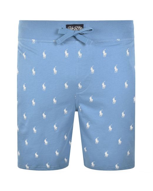 Ralph Lauren Blue Patterned Lounge Shorts for men