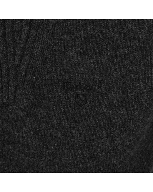 Barbour Black Half Zip Wool Jumper for men