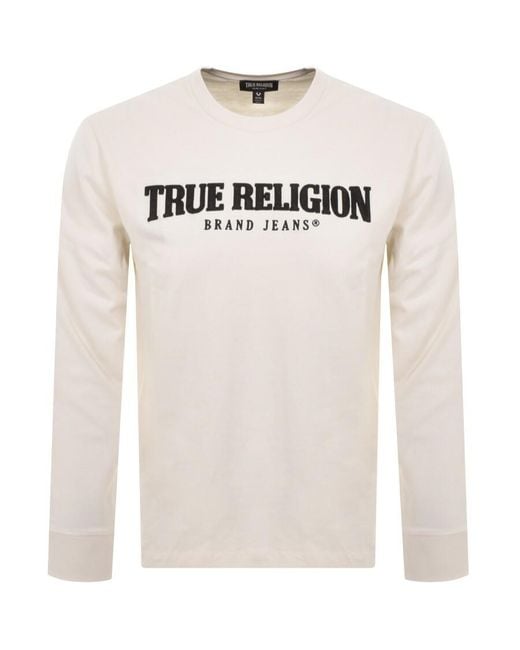 True Religion White Long Sleeve Arch T Shirt for men