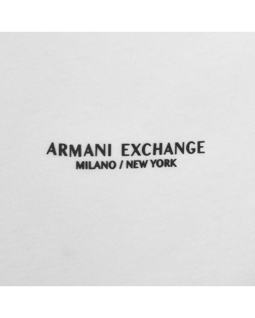 Armani Exchange White Crew Neck Logo T Shirt for men