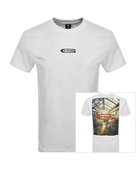 G-Star White G-Star Photo Print T Shirt for men