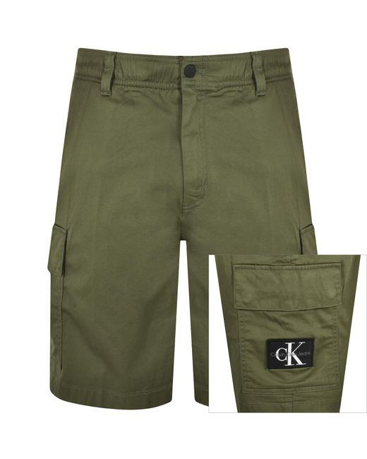 Calvin Klein Green Jeans Cargo Shorts for men