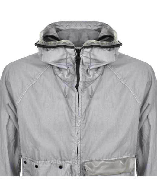 C P Company Gray Cp Company 50 Fili Zipped goggle Jacket for men