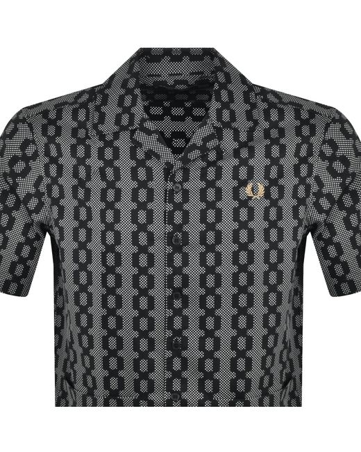 Fred Perry Black Cable Print Shirt for men