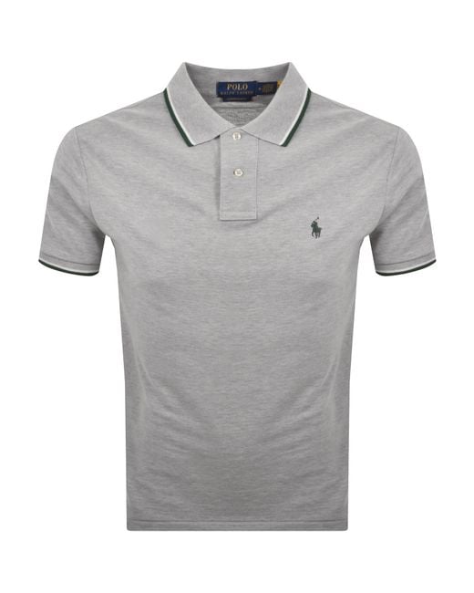 Ralph Lauren Gray Twin Tipped Polo T Shirt for men