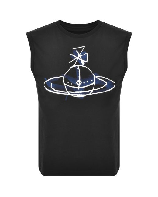 Vivienne Westwood Black Drawn Orb Muscle Vest for men