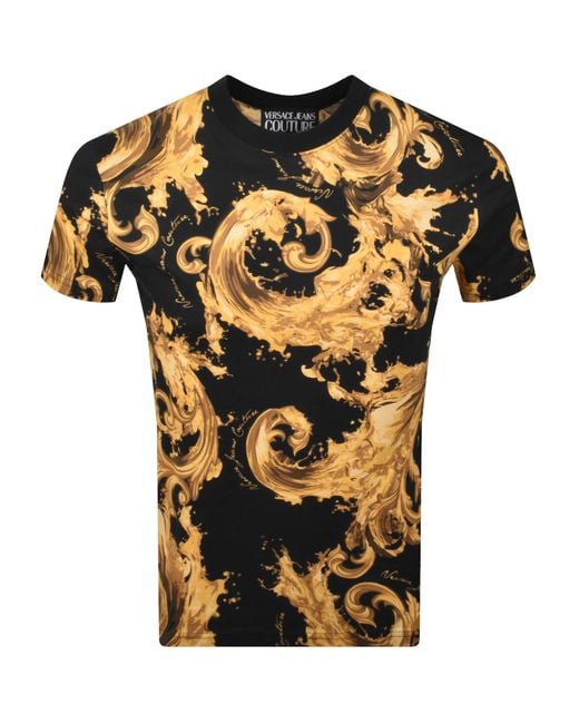 Versace Jeans Black Couture Sea Print T Shirt for men