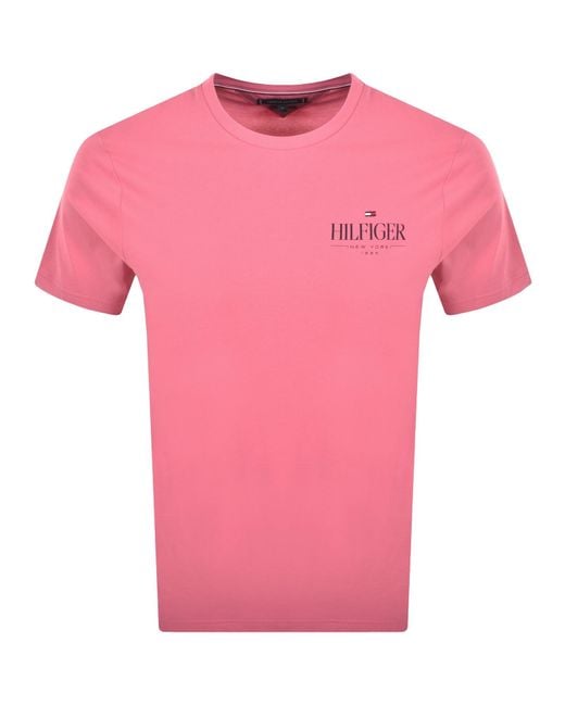 Tommy Hilfiger Pink Stack T Shirt for men