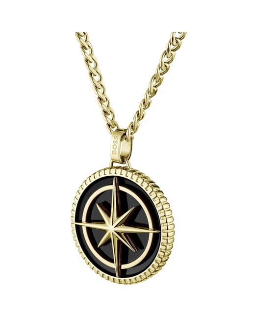BOSS BUSINESS Metallic Boss Compass Pendant Necklace for men