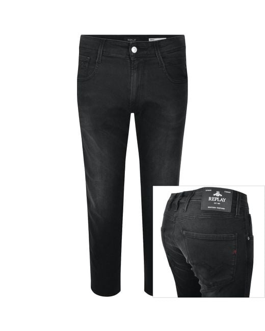 Replay Black Anbass Slim Fit Dark Wash Jeans for men