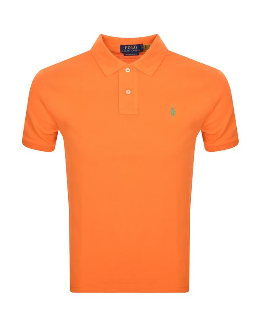 Ralph Lauren Orange Custom Slim Polo T Shirt for men