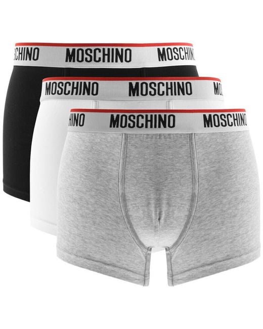 Moschino Gray Underwear 3 Pack Trunks for men