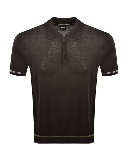 BOSS BUSINESS Black Boss Norbertino Knit Polo Dark for men