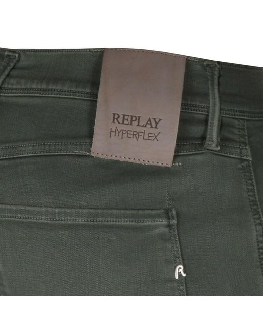 Replay Denim Anbass Hyperflex Jeans in Khaki (Green) for Men | Lyst