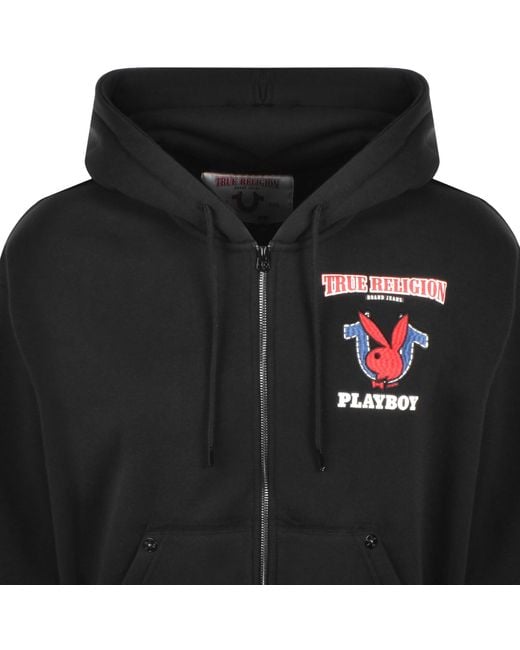 TRUE RELIGION X Playboy Full Zip Hoodie in Black for Men Lyst UK