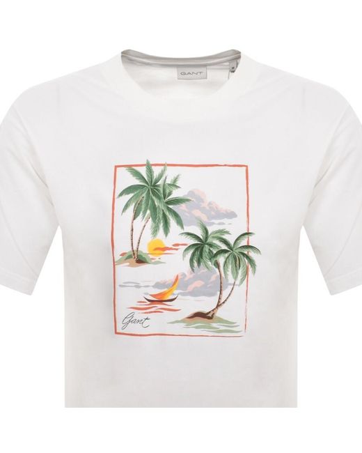 Gant Gray Hawaii Print T Shirt for men