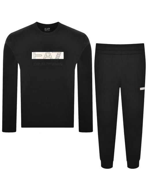 EA7 Black Emporio Armani Logo Tracksuit for men