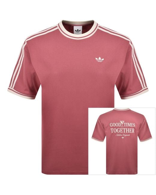 Adidas Originals Pink Logo T Shirt for men