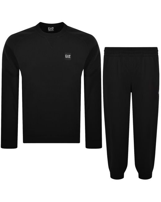 EA7 Black Emporio Armani Logo Tracksuit for men