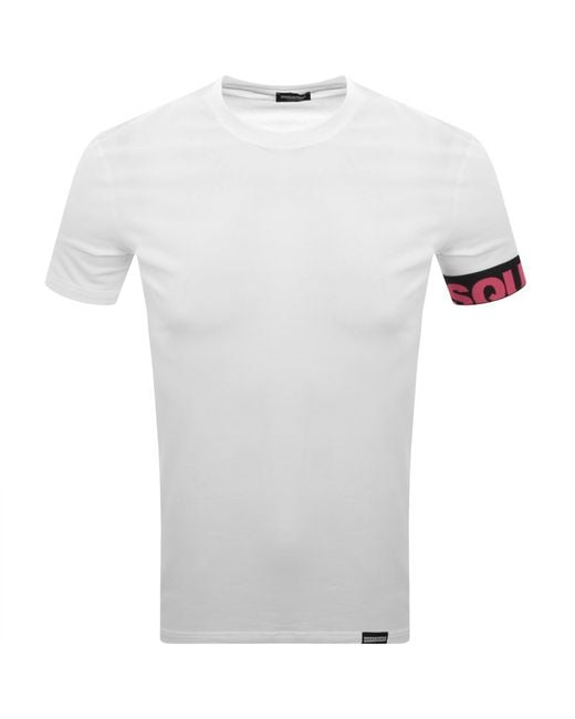 DSquared² White Sleeve Logo T Shirt for men