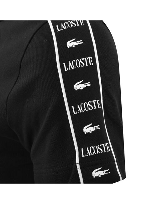 Lacoste Black Taped Logo Polo T Shirt for men