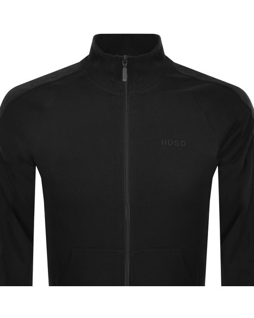 HUGO Black Full Zip Tonal Sweatshirt for men