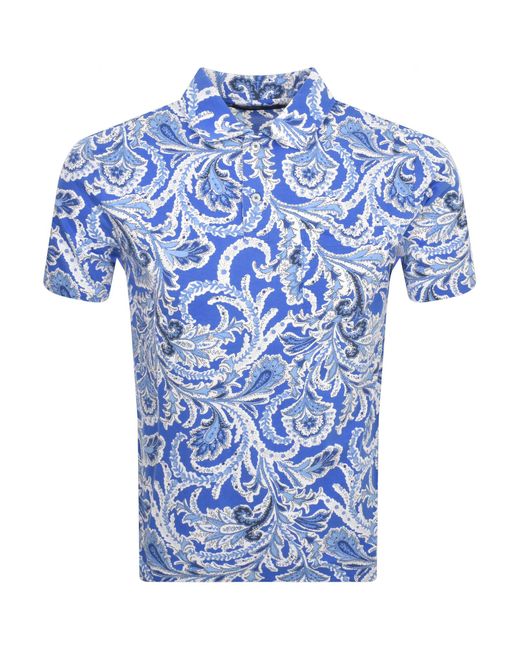 Ralph Lauren Blue Patterned Polo T Shirt for men