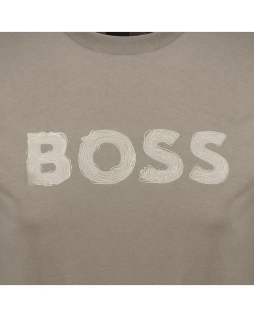 Boss Gray Boss Frozen Logo T Shirt for men