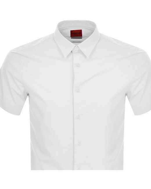 HUGO White Short Sleeved Ebor Shirt for men