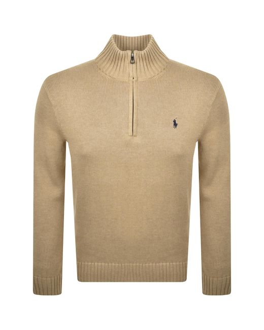 Ralph Lauren Natural Half Zip Knit Jumper for men