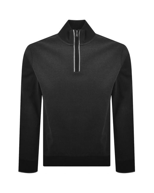 BOSS BUSINESS Black Boss H Sidney 80 Quarter Zip Sweatshirt for men