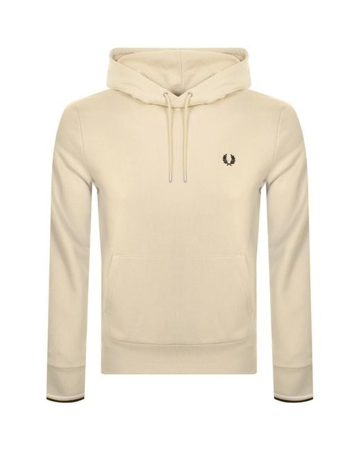 Fred Perry Natural Tipped Logo Hoodie Oatmeal for men