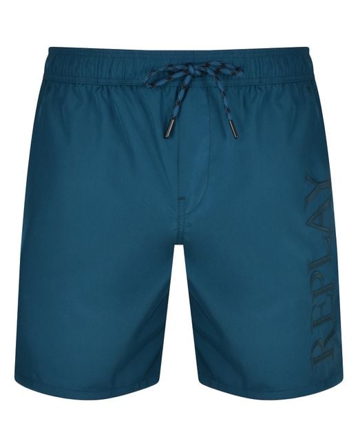 Replay Blue Boxer Swim Shorts for men