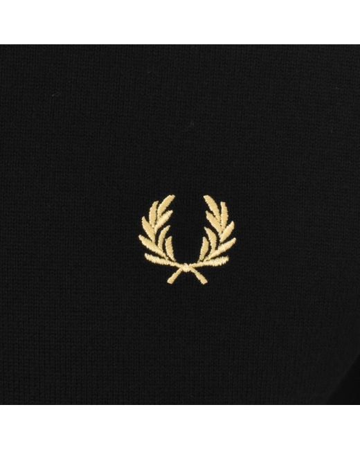 Fred Perry Black Crew Neck Knit Jumper for men