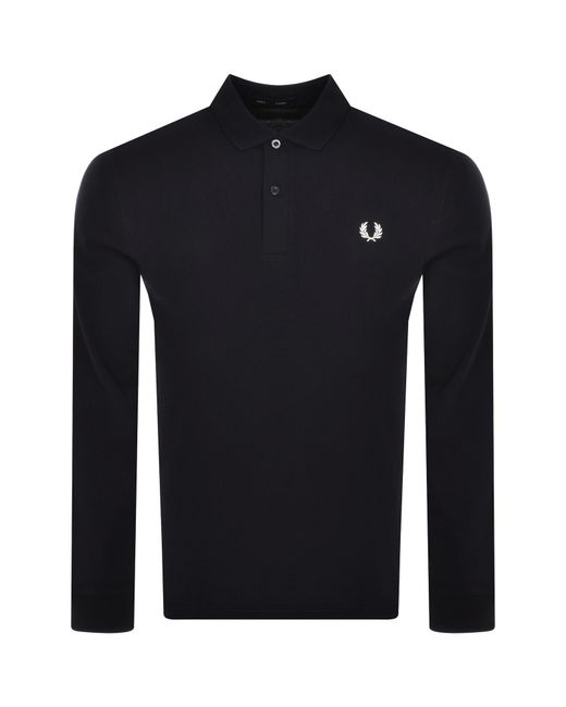 Fred Perry Blue Long Sleeved Pique Polo T Shirt for men