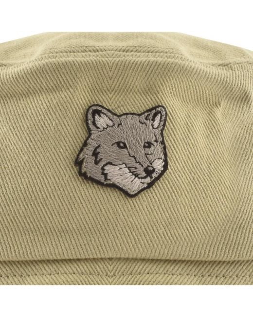 Maison Kitsuné Natural Bold Fox Head Bucket Hat for men