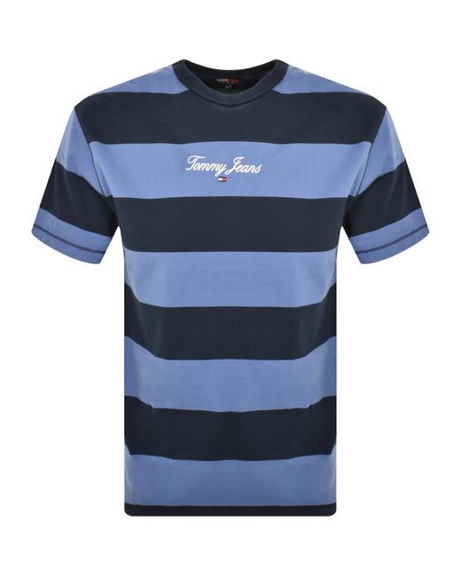Tommy Hilfiger Blue Bold Stripe Logo T Shirt for men