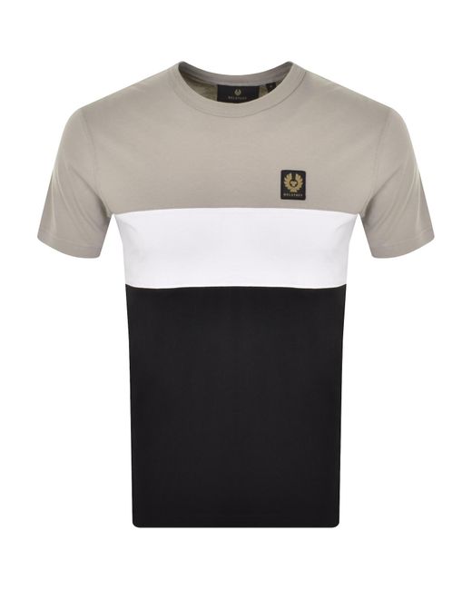 Belstaff White Colour Block T Shirt Pumice for men