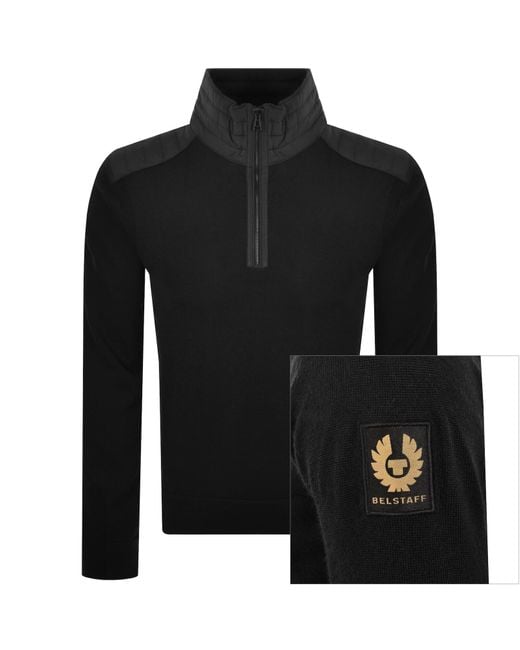 Belstaff Black Kilmington Quarter Zip Jumper for men