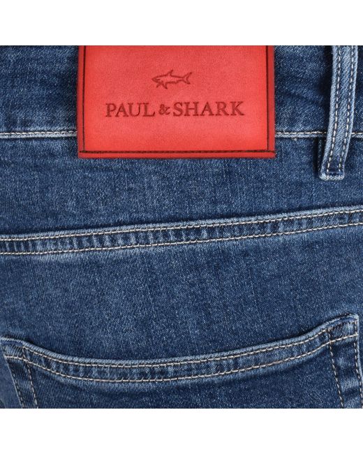 Paul & Shark Blue Paul And Shark Red Rivet Jeans Mid Wash for men