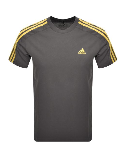 Adidas Originals Gray Adidas Sportswear 3 Stripes T Shirt for men