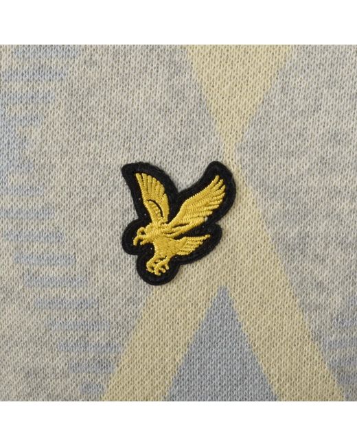 Lyle & Scott Gray Argyle Knit Polo for men