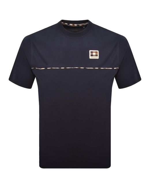 Aquascutum Blue Club Check Piping T Shirt for men