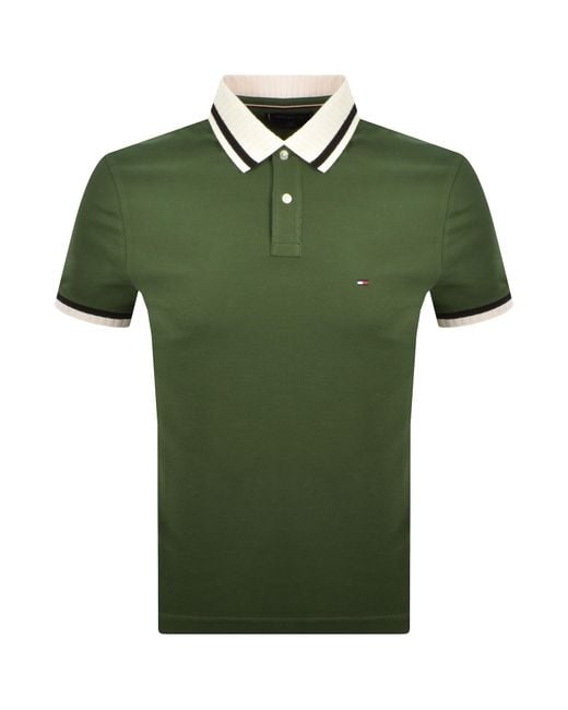 Tommy Hilfiger Green Collar And Cuff Polo T Shirt for men