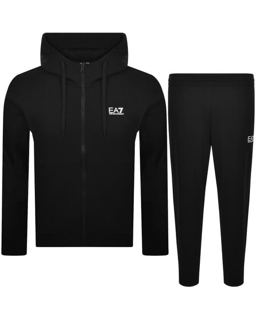 EA7 Black Emporio Armani Logo Tracksuit for men